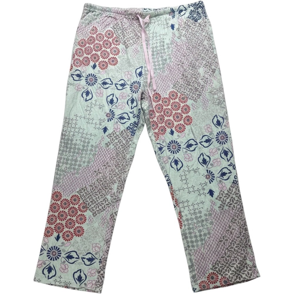 HUE Pajama Pants Womens 2X Multicolor Floral Cotton Rayon Drawstring Sleepwear
